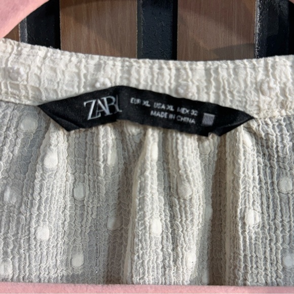 Zara Cream Textured Top Sz XL - Picture 5 of 7